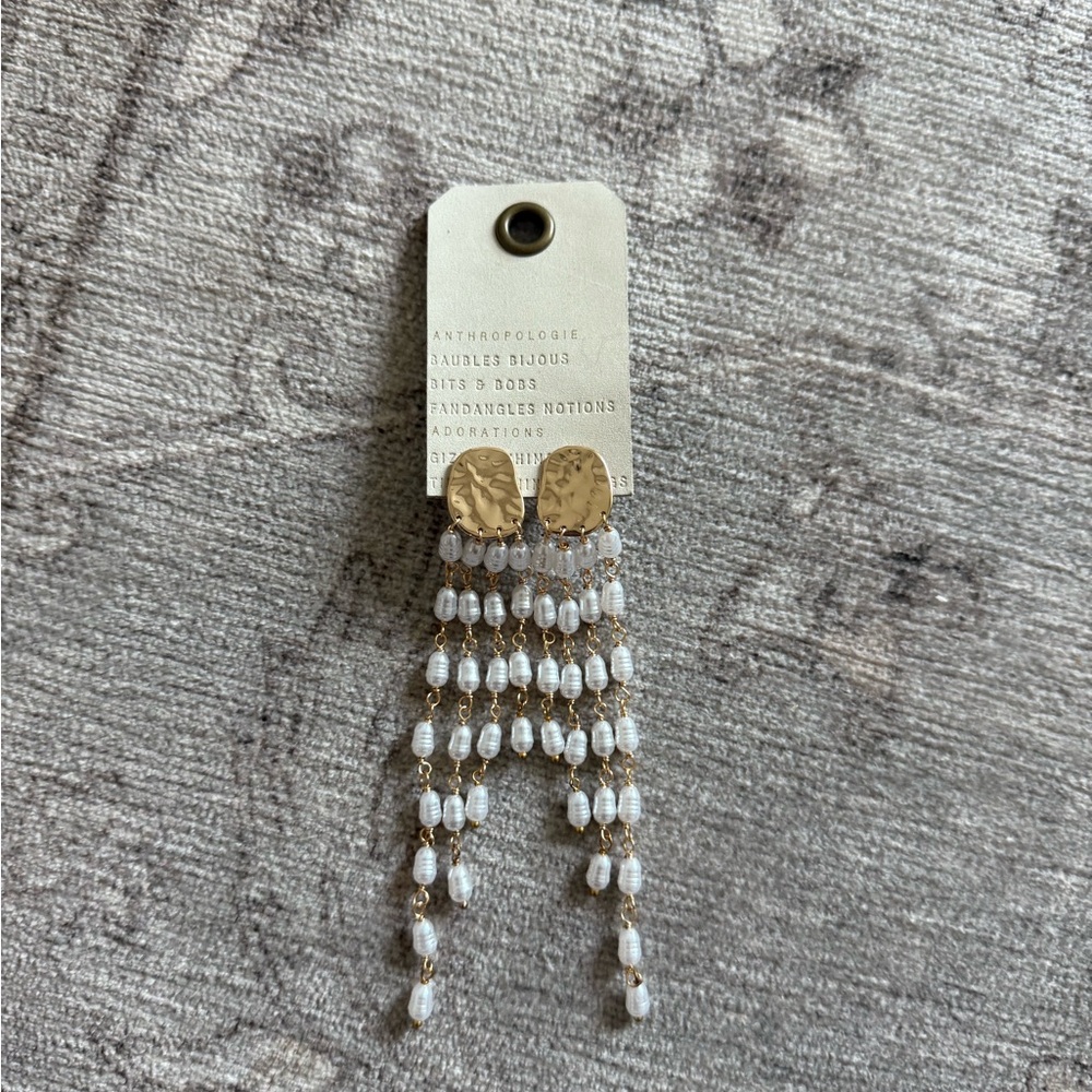 anthropologie pearl dangle earrings